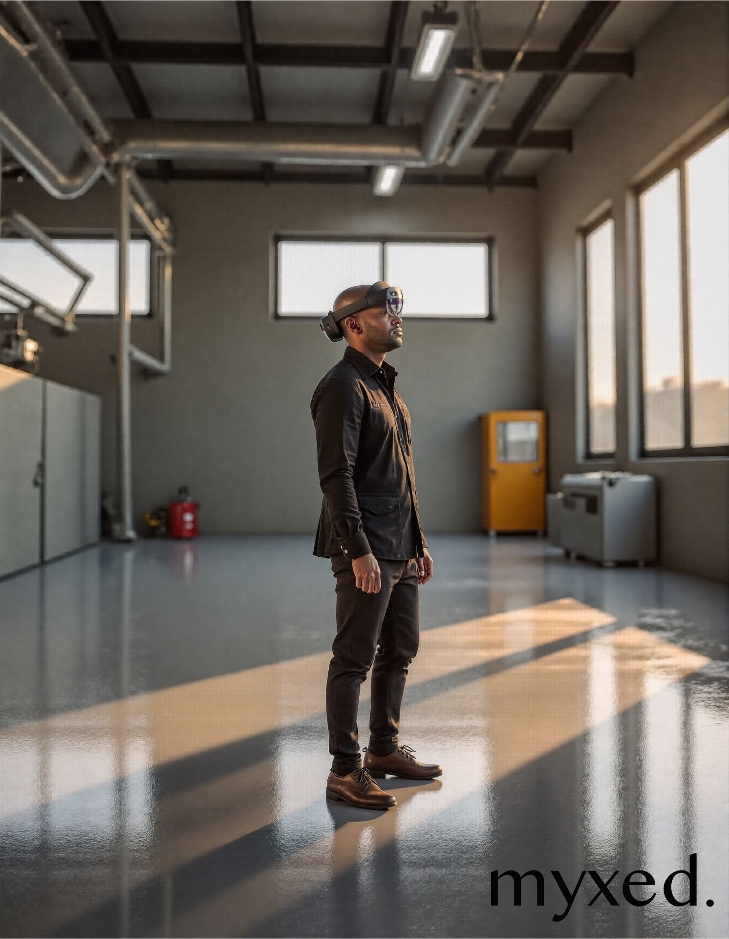 Une personne portant un casque Microsoft HoloLens 2 dans une usine